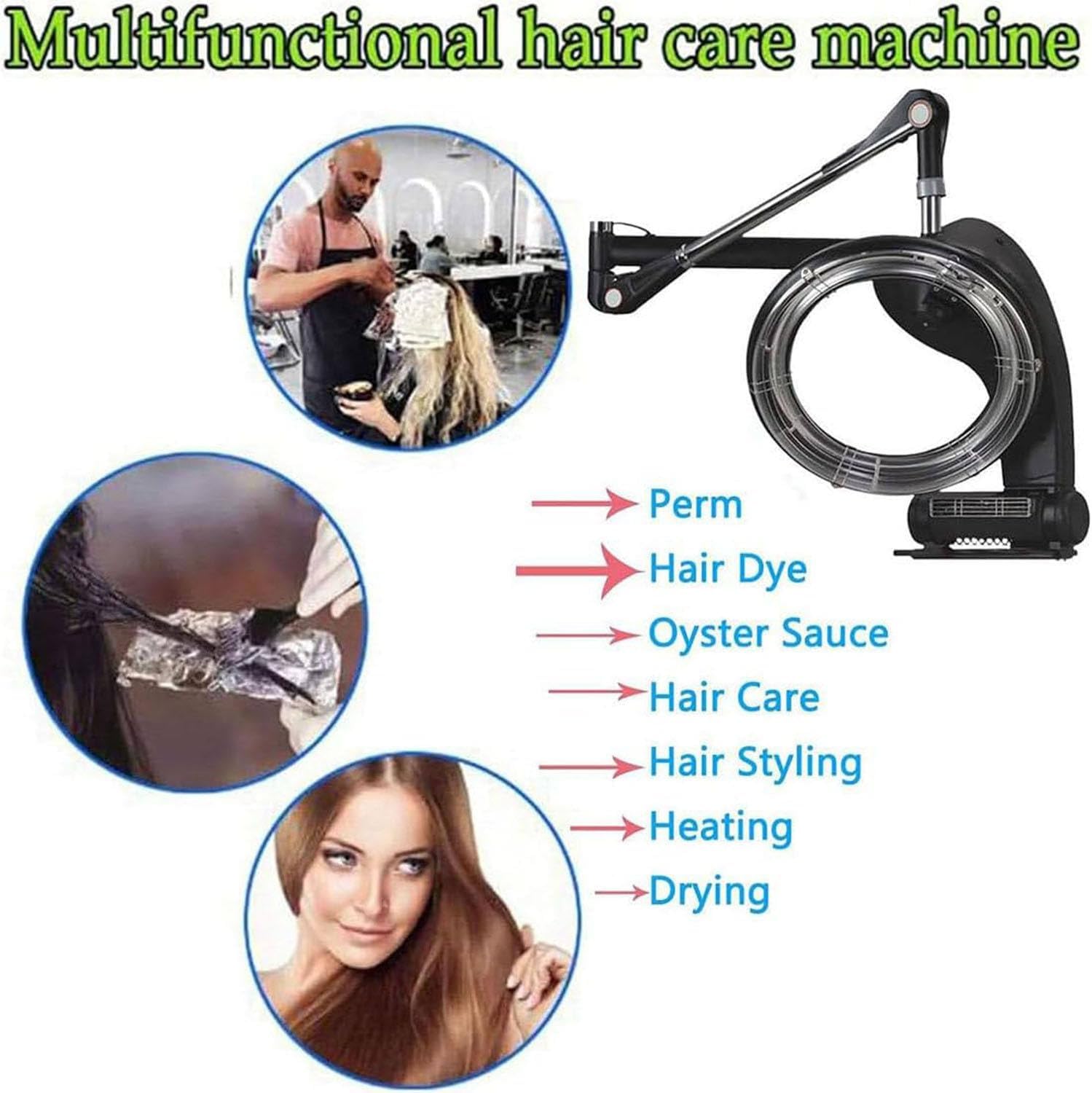 Professional Hair Dryer, Wall-Mount Infrared Hair Steamer, Hair Salon Colour Processor Plate Heater Salon Barber System Hood For Hair Salon Or At Home Hair Care,Hanging - Image 7