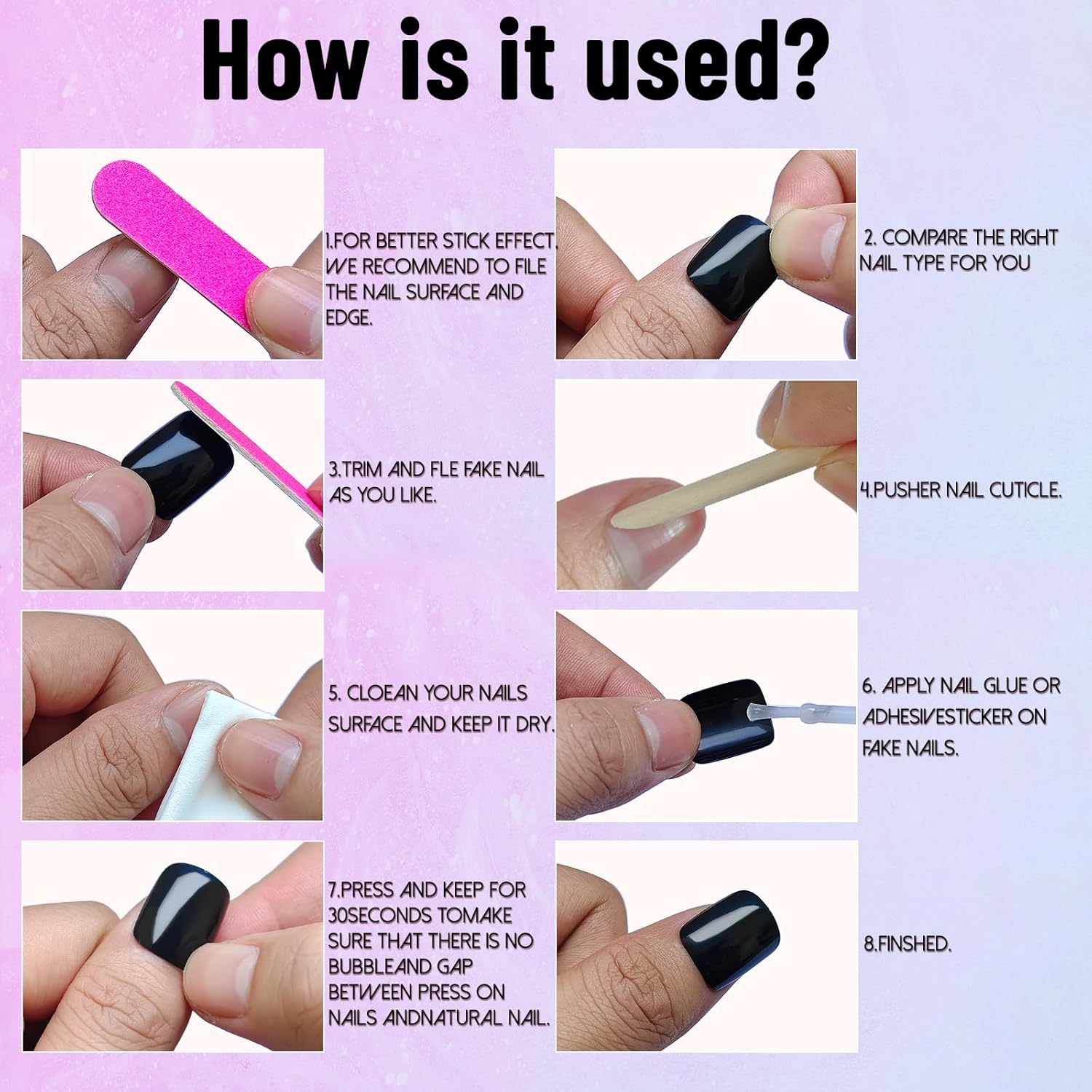LoveOurHome 240PC Square Press on Nails Short Fake Nail, Short Press on Nails Square Dark Nude Glue Nails Full Cover Artificial Fingernail Girls Kids XS Acrylic Nail Presson Nails with Adhesive Tab - Image 4