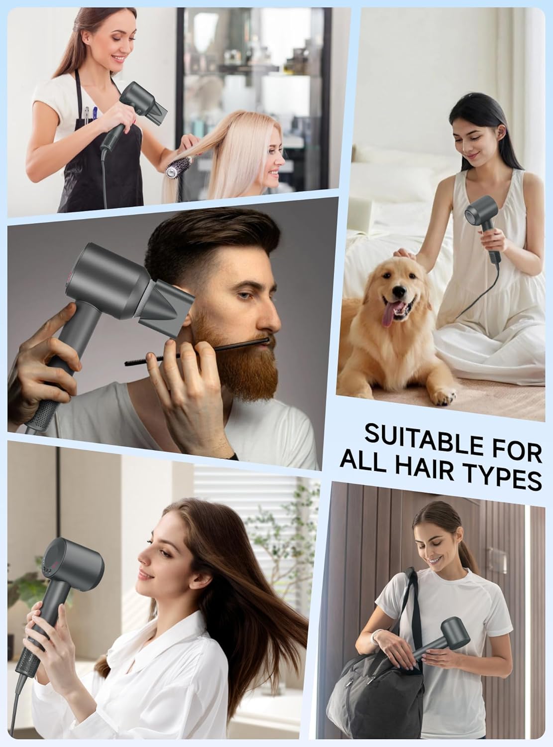 High-Speed Hair Blow Dryer: 160000 RPM Professional Hairdryer 500 Millions Negative Ionic Low Noise Thermo Control Lightweight Fast Drying with Brushless Motor for Gift Travel Home Salon - Image 6