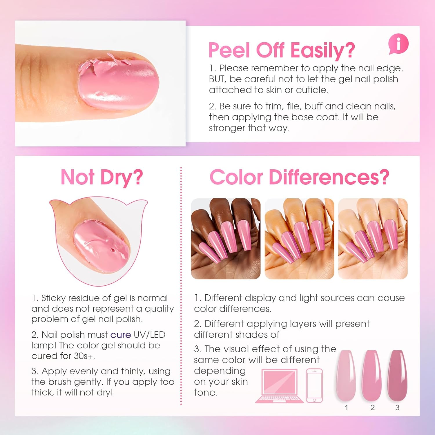 ROSALIND 30pcs Gel Nail Polish Set, 26 Colors Gel Polish with 4Pcs Base and Glossy Matte Glitter Top Coat All Seasons Nude Blue Red Nails art Kit DIY Salon at Home - Image 8