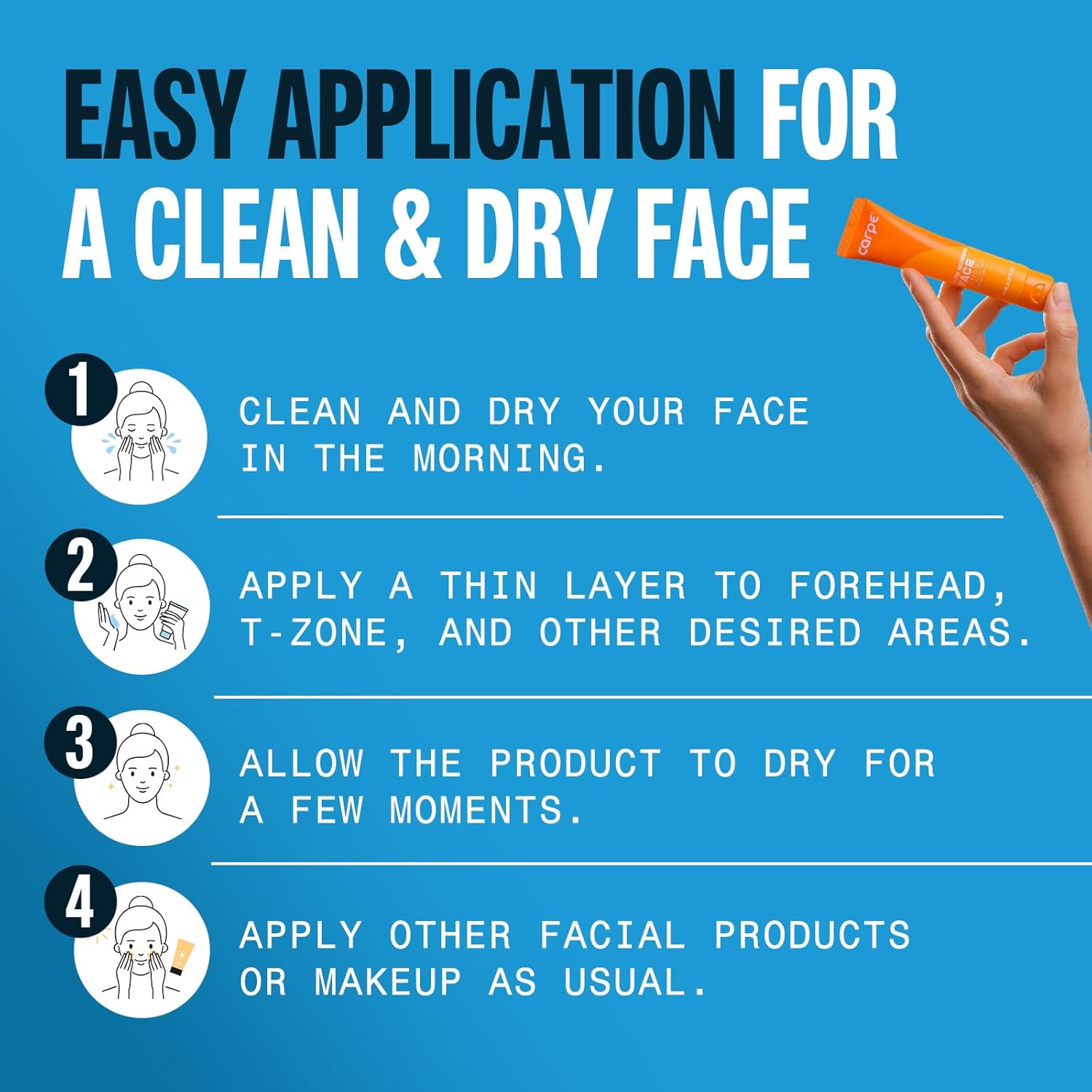 Carpe Sweat Absorbing Face Lotion for Oily Skin Control, Mattifying Face Lotion with Moisturizing Hyaluronic Acid and Squalane, Fragrance Free, 1.35 oz - Image 4