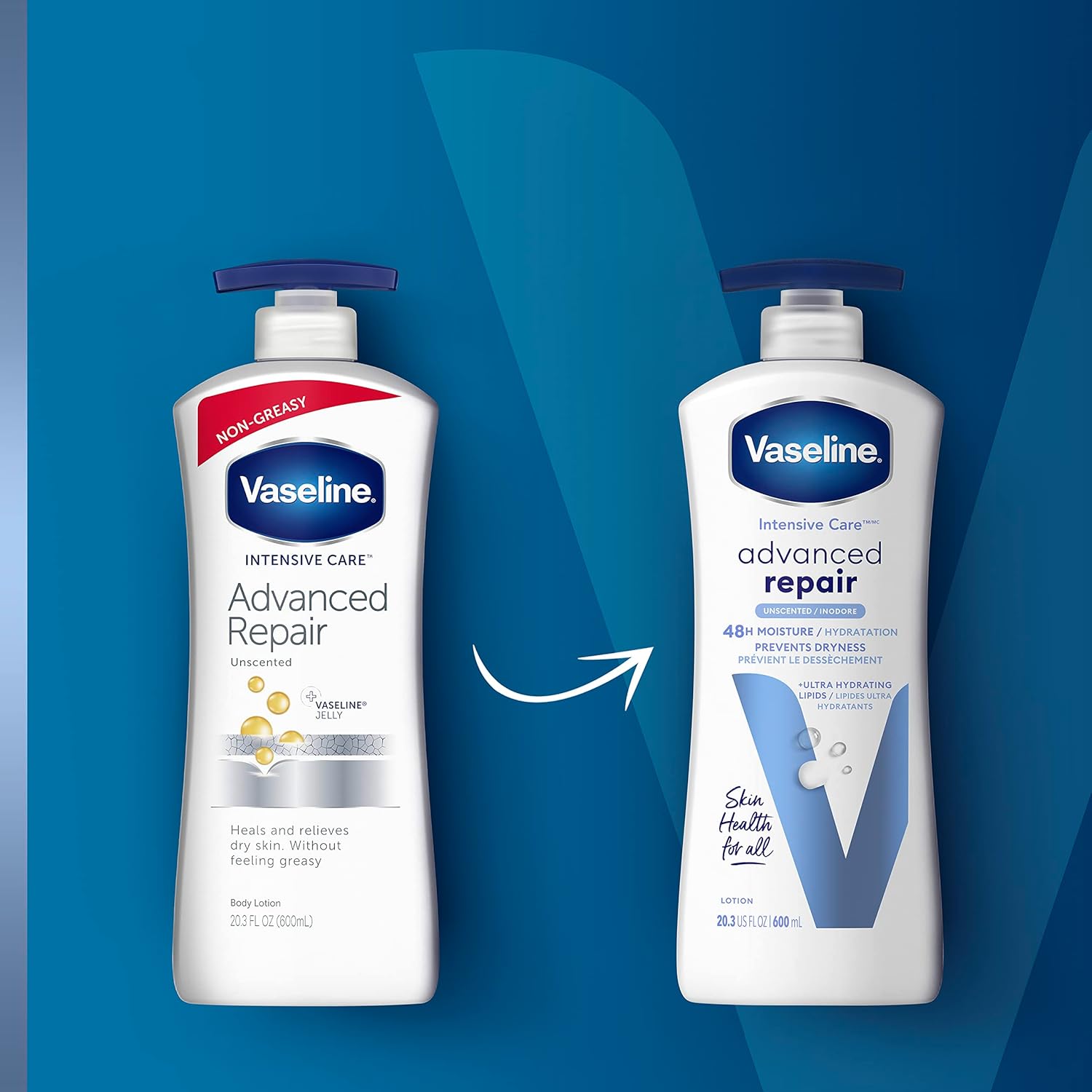 Vaseline Intensive Care Unscented Advanced Repair Body Lotion - Ultra-Hydrating with Lipids for Extremely Dry Skin, 20.3 oz, Pack of 3 - Image 10