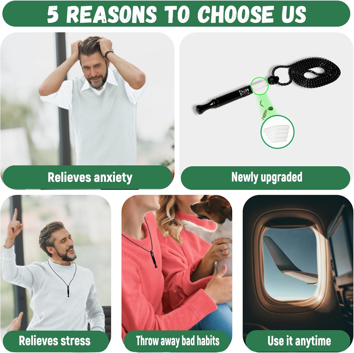 Breathlink Quit Smoking V2 Necklace Stress Fidget Relief Anxiety Aid, Silver - Image 4