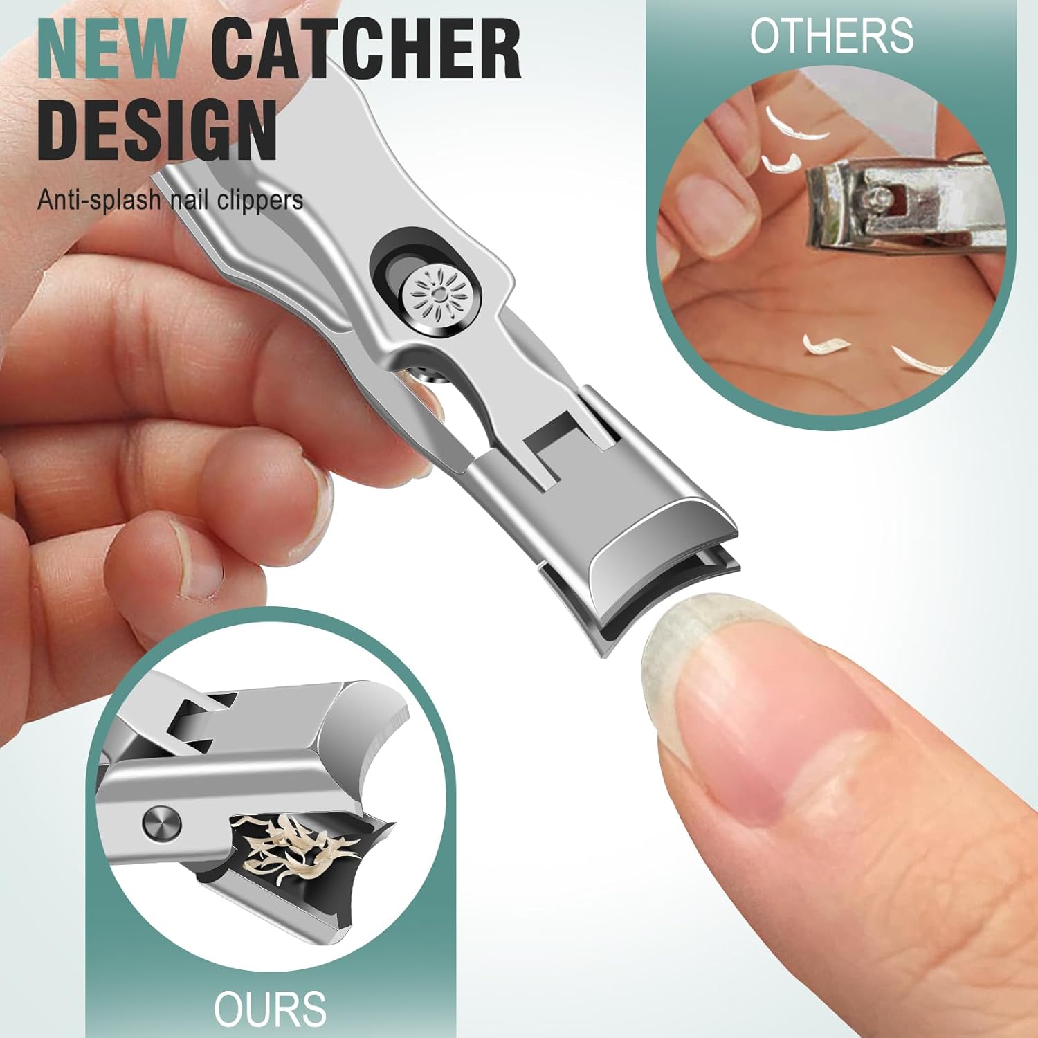 German Nail Clippers for Men Thick Nails - Wide Jaw Opening Nail Clippers for Seniors & Easy Grip 360 Degree Rotary Toenail Clippers for Seniors No Splash Mess Free Self Collecting Nail Cutter - Image 2