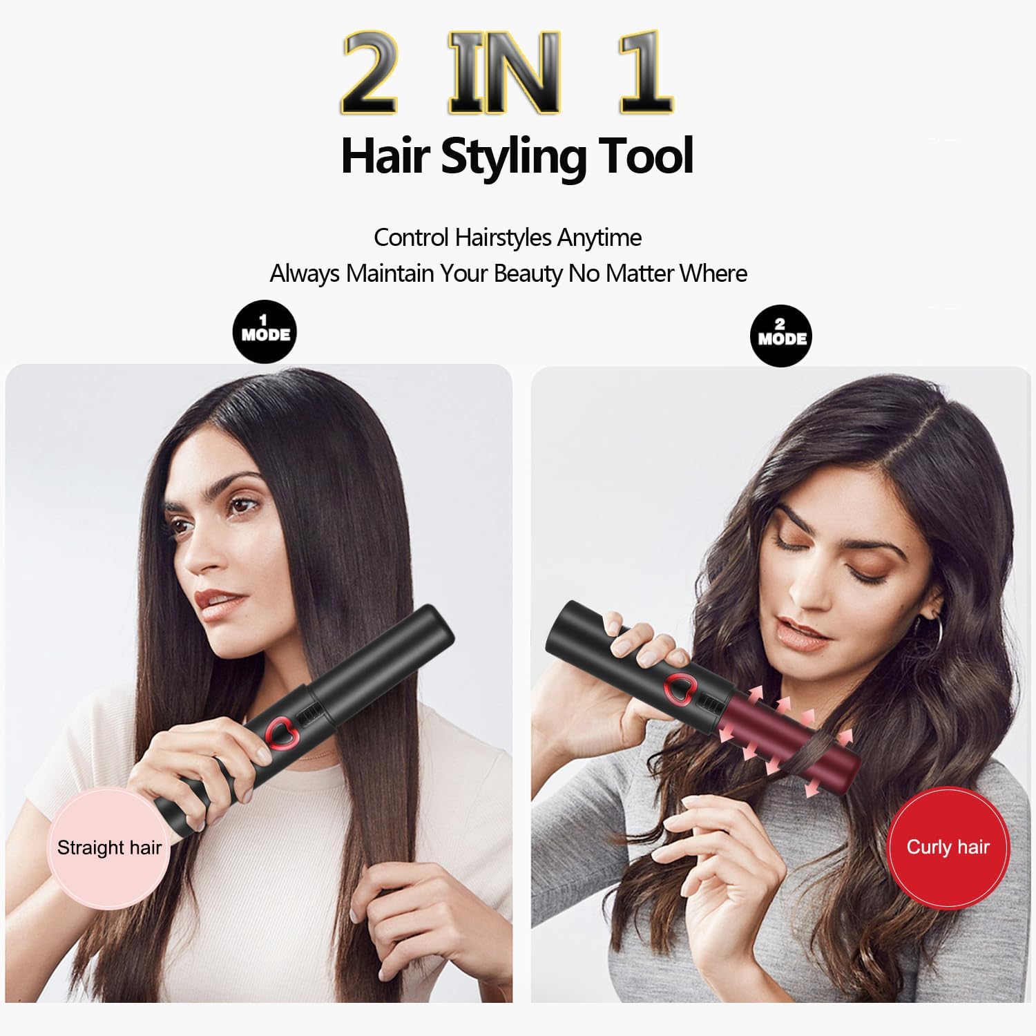 JMFONE Mini Cordless Portable Travel Flat Iron USB-C Rechargeable 3 Heat Settings - Image 4