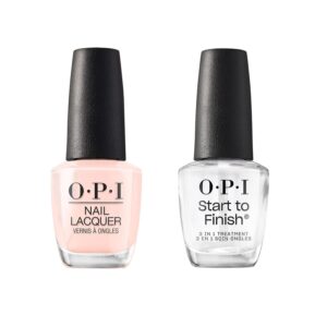 Bundle of OPI Nail Lacquer, Bubble Bath, Nude Nail Polish, 0.5 Fl Oz + OPI Start to Finish, 3-in-1 Treatment, Base Coat, Top Coat, Nail Strengthener, Clear, 0.5 fl oz