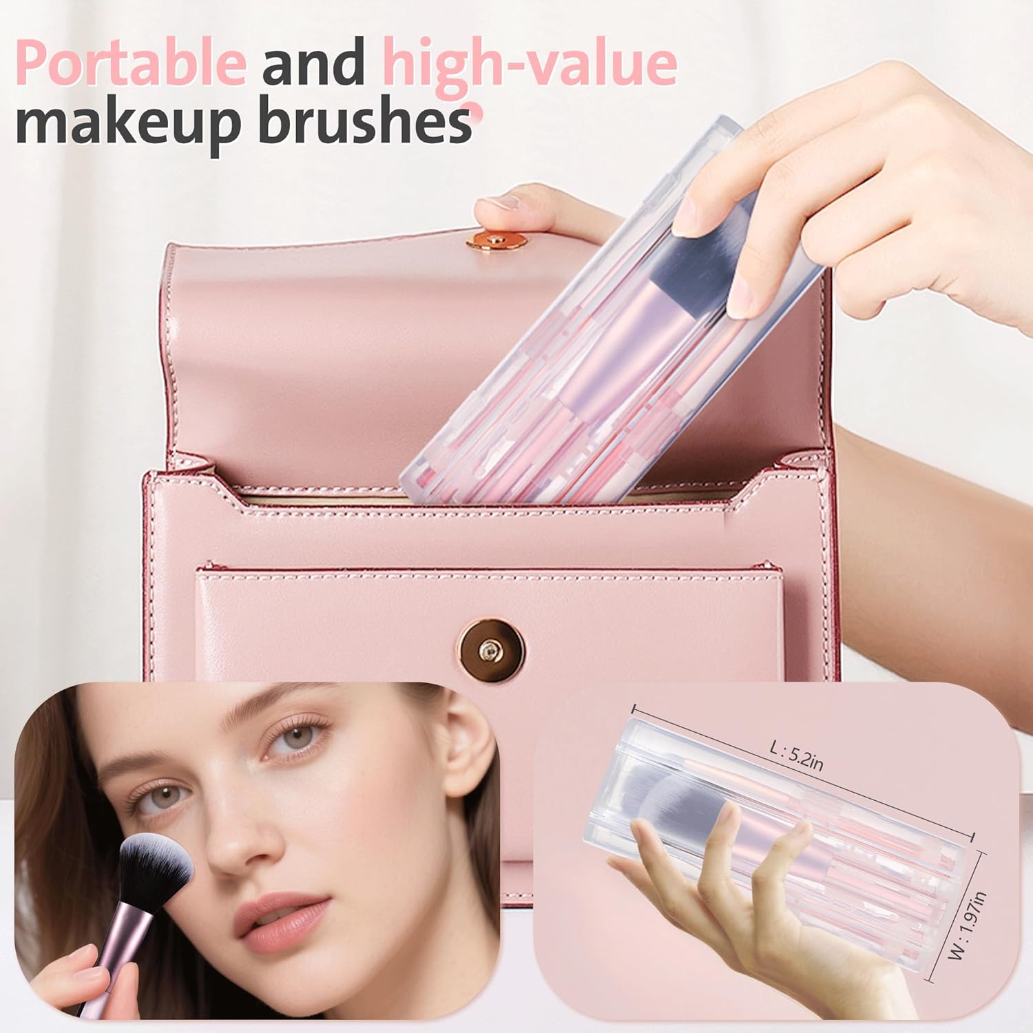 Travel Makeup Brush Set Mini Makeup Brushes For Foundation Concealer Eyeshadow Blush Blending & Buffing Liquid Cream Powder 6PCS Travel Size Complete Function Cosmetic Brushes Kit with Case - Image 6