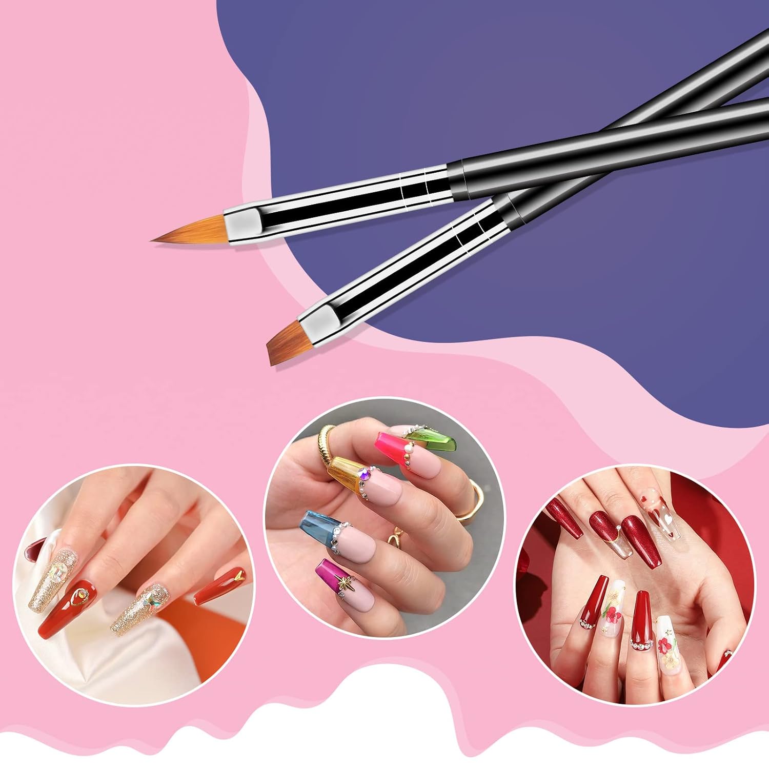 Artdone Nail Dotting Tools 6PCS Double-ended Nail Art Brushes Kit Nail Art Gel Polish Liner Brushes Design Pen For Nail Drawing And Nail Paint Brushes Small Detail Brushes - Image 5