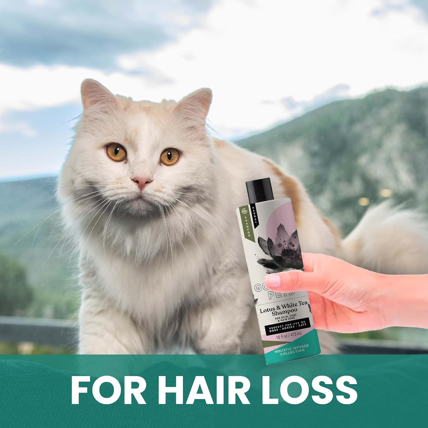 Holistic Natural Derived Lotus and White Tea Pet Shampoo: Veterinarian Recommended - Remove Dirt, Cleanse and Restore Your Dog, Cat or Horse Coat - Made in USA - 16 oz - Image 3
