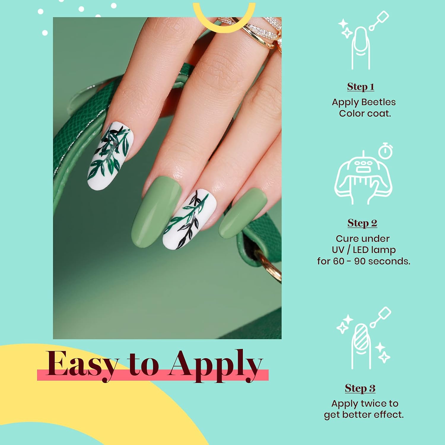 Beetles Green Gel Nail Polish Emerald Olive Sage Green Eucalyptus Gel Polish 15ml Soak Off U V LED Nail Lamp Nail Art Manicure Salon DIY Home for Women - Image 5