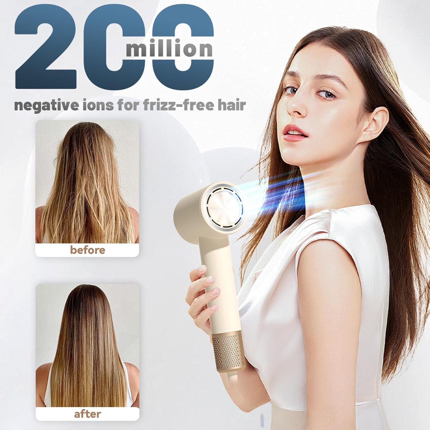 Hair Dryer, High Speed Negative Ionic Blow Dryer Professional with 75m/s Airflow, 110,000 RPM Brushless Motor, Fast Drying Lightweight Travel Hairdryer, Low Noise Magnetic Nozzle - Image 3