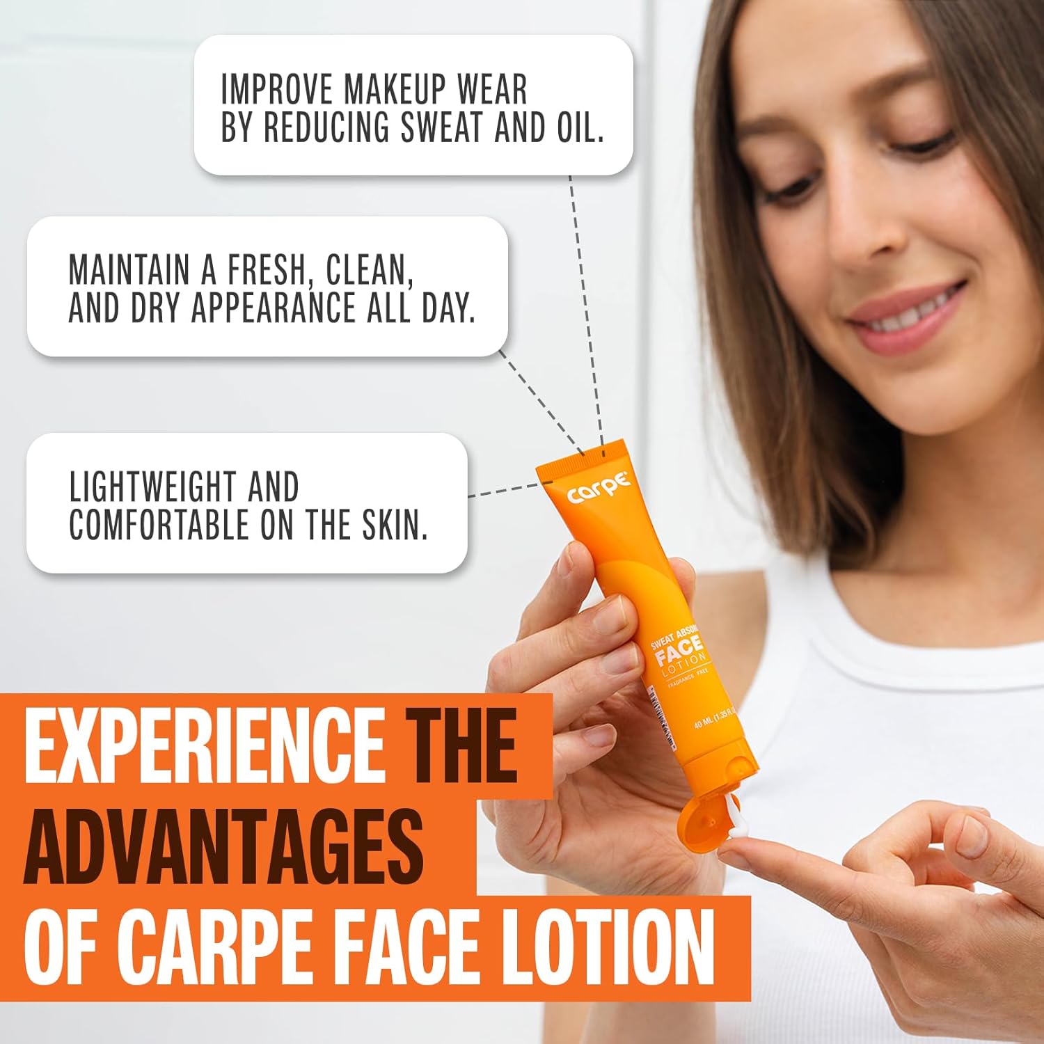 Carpe Sweat Absorbing Face Lotion for Oily Skin Control, Mattifying Face Lotion with Moisturizing Hyaluronic Acid and Squalane, Fragrance Free, 1.35 oz - Image 3