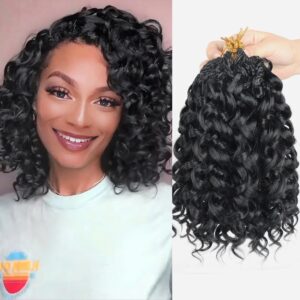 Gogo Curl Crochet Hair 8 Packs Ocean Wave Crochet Hair Pre Looped Deep Twist Goddess Box Braids Curly Water Wave Synthetic Braiding Hair For Black Women (#1B, 10 Inch (Pack of 8))