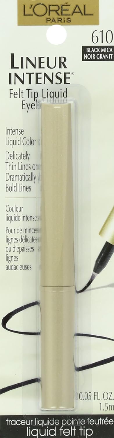 L'Oreal Paris Makeup Lineur Intense Felt Tip Liquid Eyeliner, liquid eyeliner, felt tip applicator, precise bold lines, intense color, ophthalmologist-tested, fragrance-free, Black Mica, 0.05 fl; oz. - Image 2