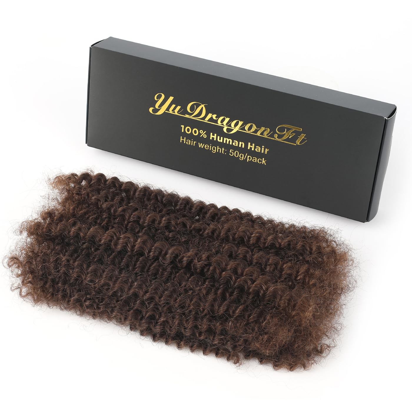 Afro Kinky Curly Human Hair Bulk for Passion Twists Marley Twist Temporary Locks, Mini Twist or Permanent Locs Afro Kinky Bulk Human Hair Can be bleached and dyed 1 Pack 50 Gram (4#, 12)