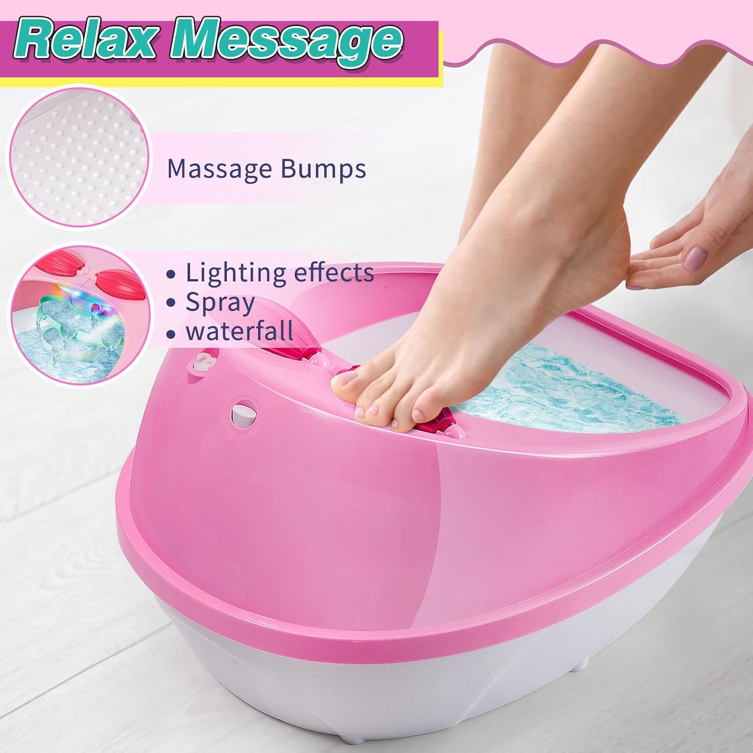 Kids Foot Spa & Nail Kit Set, Kids Spa Day Kit for Girls, Massage Foot Soak Tub and Nail Dryer, Manicure Pedicure Art Salon Girl Gift for 5-12, Christmas Birthday Gifts - Image 4