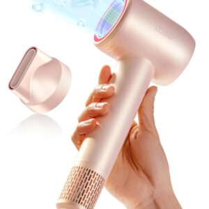 TYMO Ionic Hair Dryer for Women, High Speed Travel Blow Dryer for 5X Faster Drying & 0 Damage, Professional Portable Quiet Hairdryer with 400M Negative Ions, 4 Temps& 2 Speeds, 110,000 RPM, Gold Blush