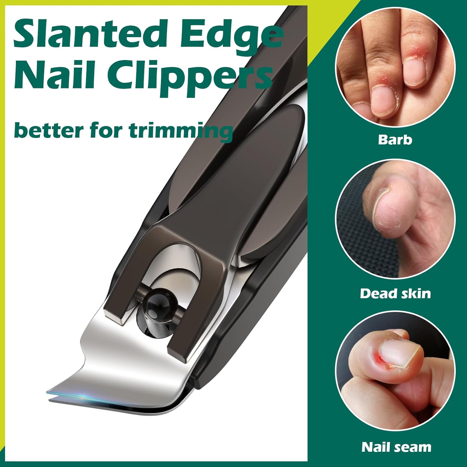 GLAMFIELDS Nail Clipper with Catcher, Large Fingernail Toenail Clipper,Slanted Edge Nail Clippers Leather Case Packed Good Gift for Men and Women 2PACK Large/Small - Image 4