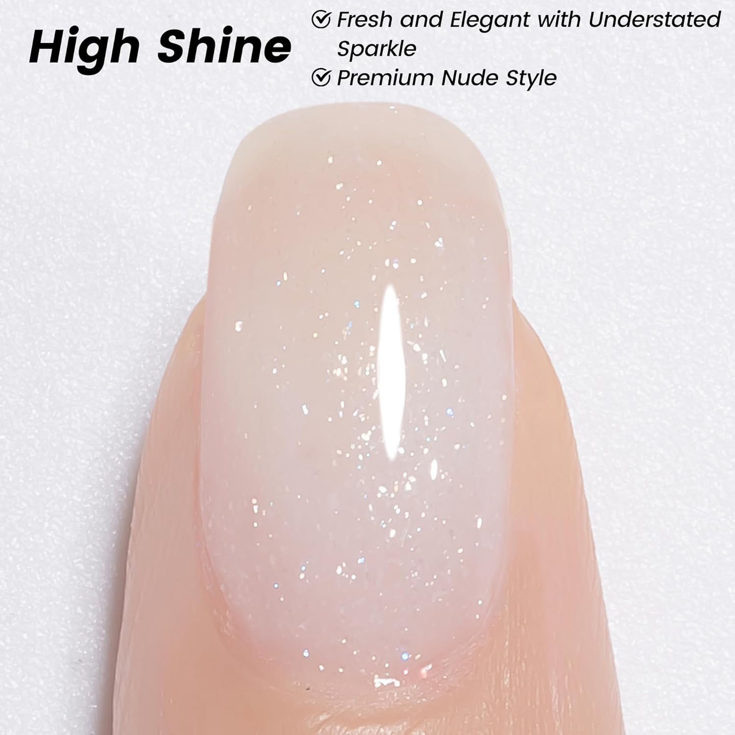 YTD Likomey Nude Glitter Gel Nail Polish,15ml Milky White Pearly Shimmer Jelly Translucent Neutral Holographic Iridescent Sparkly Salon Home DIY UV Manicure Nail Art Varnish,SF346 - Image 3