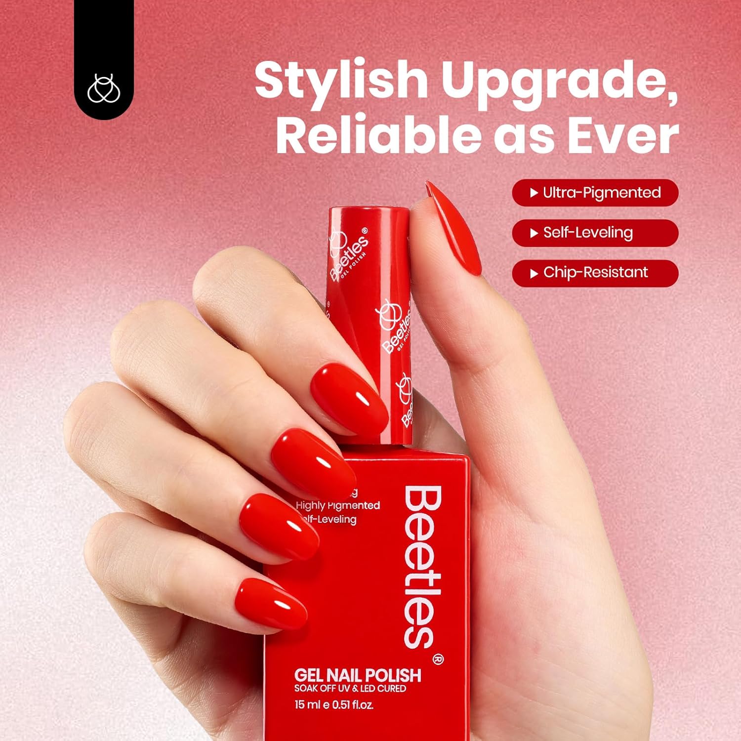 Beetles Red Gel Nail Polish 15ml 0.51 FL.OZ Red Color Soak Off U V LED 4th of July Gel Polish Nail Art Design Patriotic Manicure Salon DIY Home Colorful Bottle for Women - Image 7