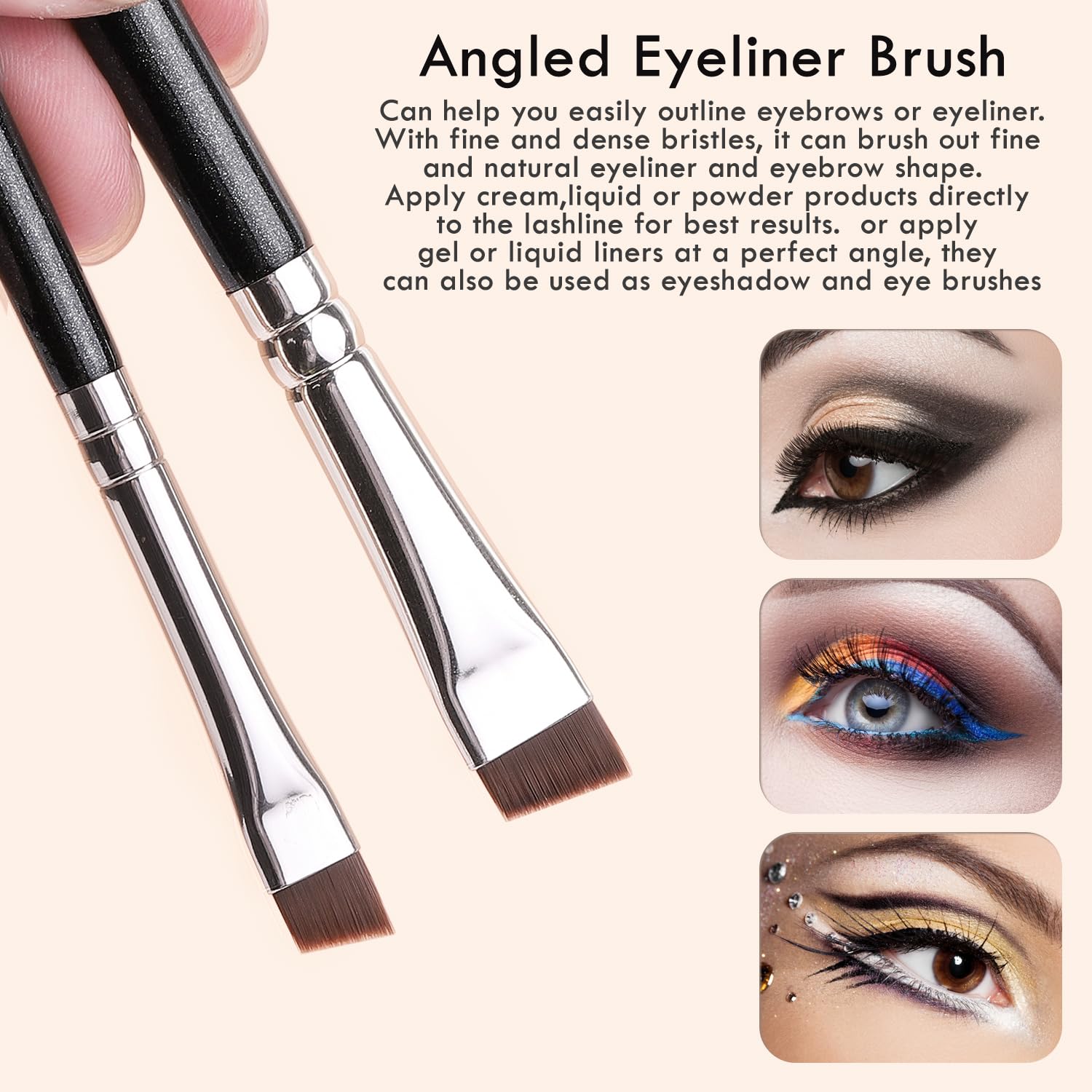 KINGMAS 7pcs Eyeliner Brush Set, Angled Flat Gel Eye Liner Makeup Brushes, Ultra Thin Liner Brush, Fine Point Eyeliner Brushes for Women Girls - Image 2