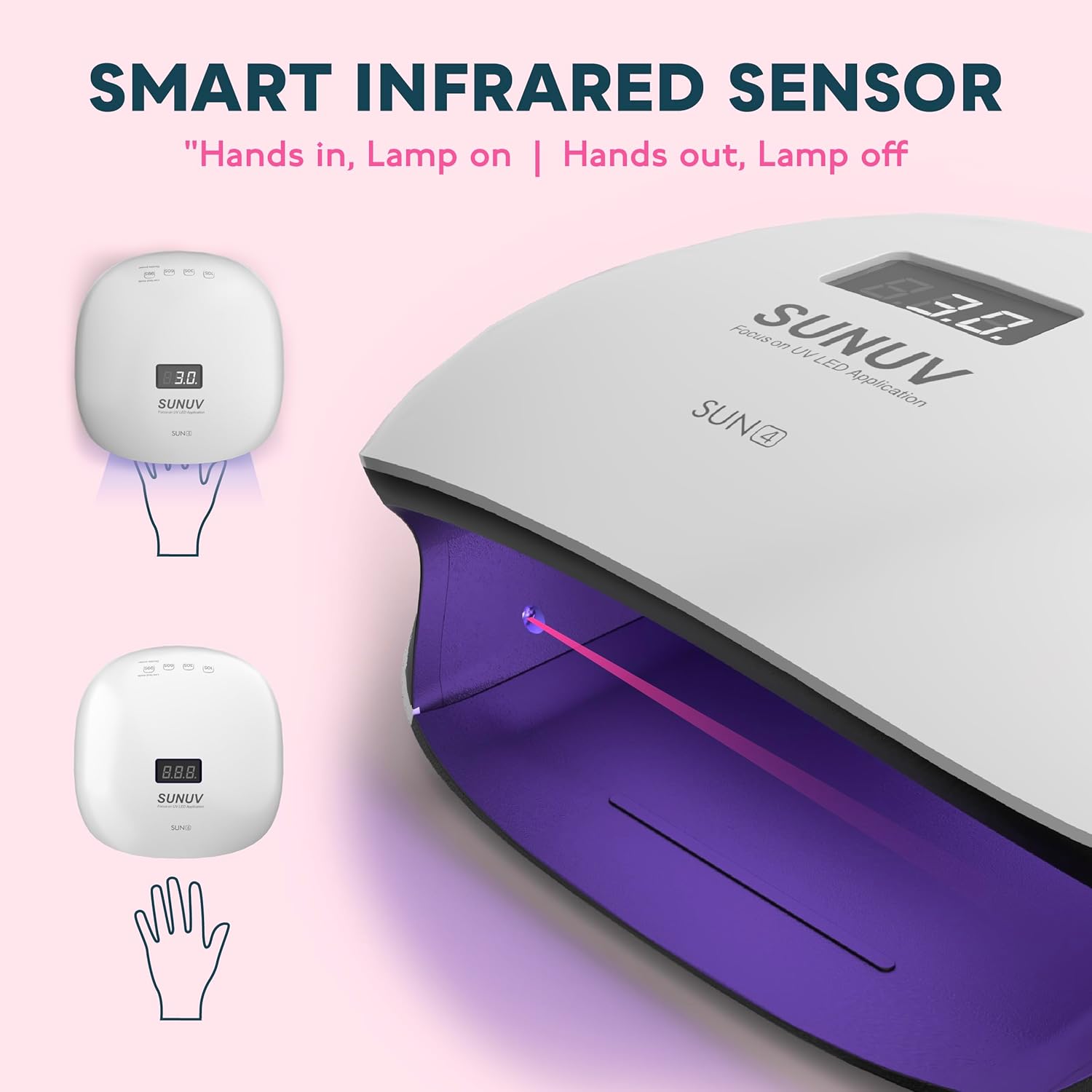 SUNUV 48W UV LED Nail Lamp, UV Light for Nails Compatible with All Gel Polish, 36 LEDS with 4 Timer Settings, LCD Display for Home Salon SUN4 Black - Image 8