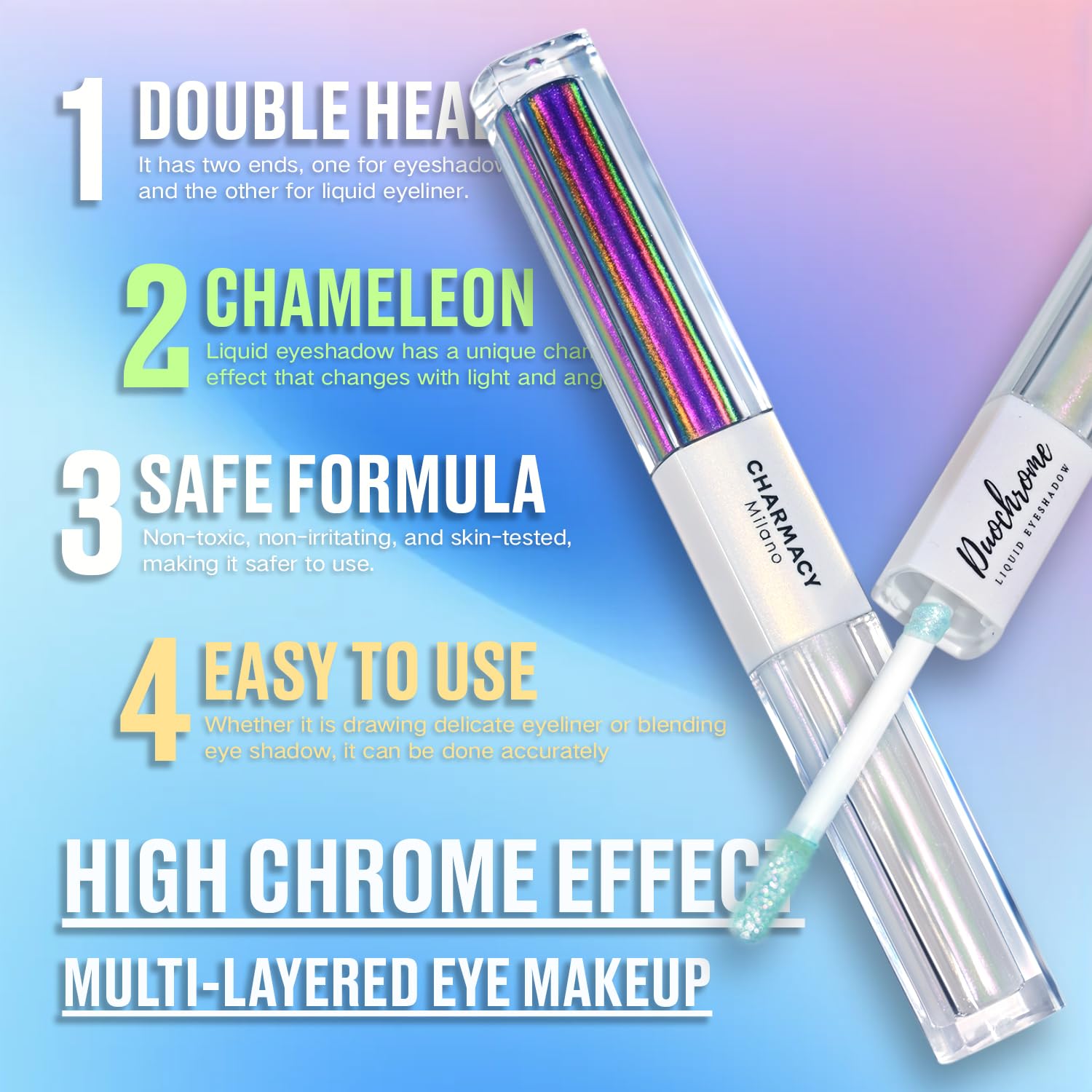 CHARMACY 2 in 1 Starlit Duochrome Liquid Eyeshadow, Glitter Sparkle Colorful Liquid Eyeliner, Quick Drying, High Pigmented, Long lasting Holographic Glitter Multichrome Eye Makeup #03 - Image 4