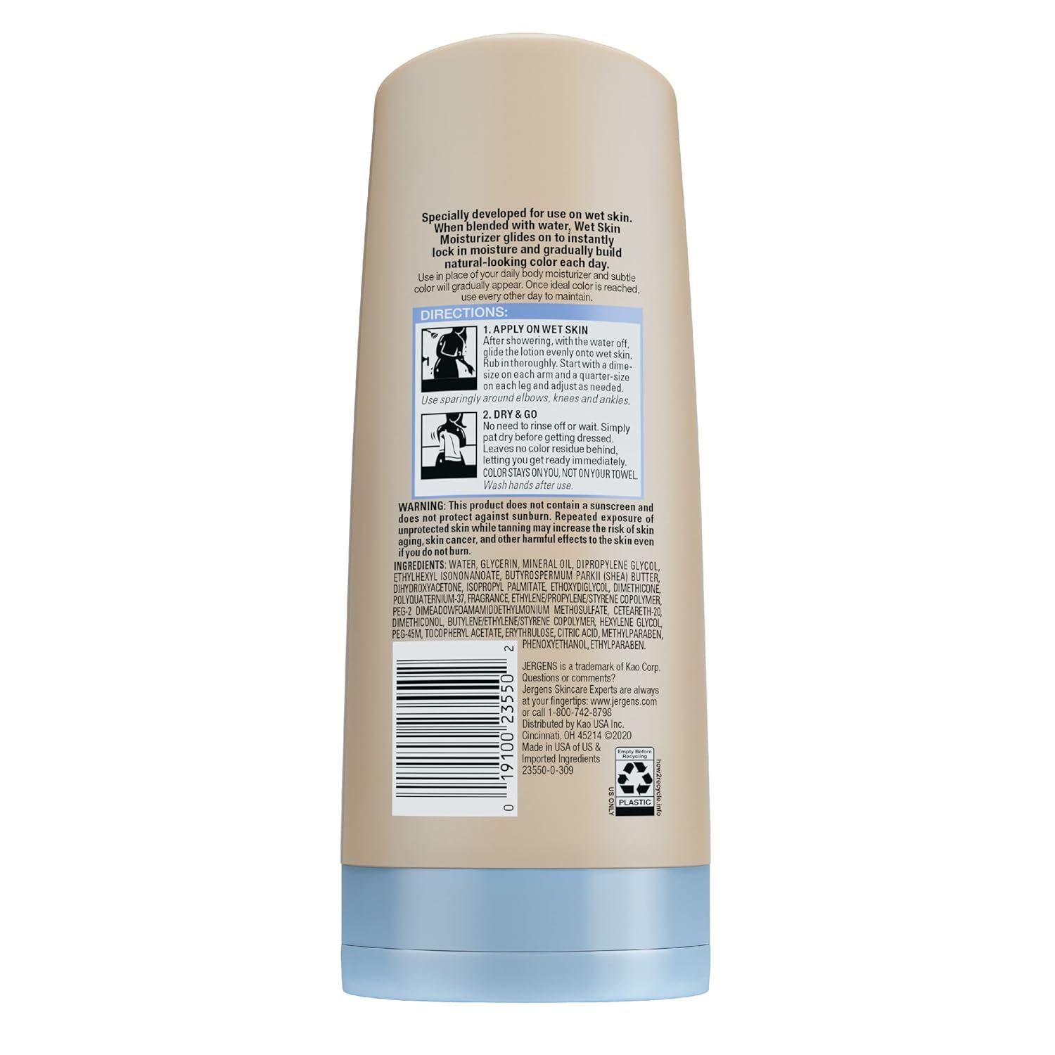 Jergens Natural Glow In Shower Lotion, Self Tanner for Fair to Medium Skin Tone, Sunless Tanning Wet Skin Lotion for Gradual, Flawless Color, 7.5 Ounce (Packaging May Vary) - Image 13