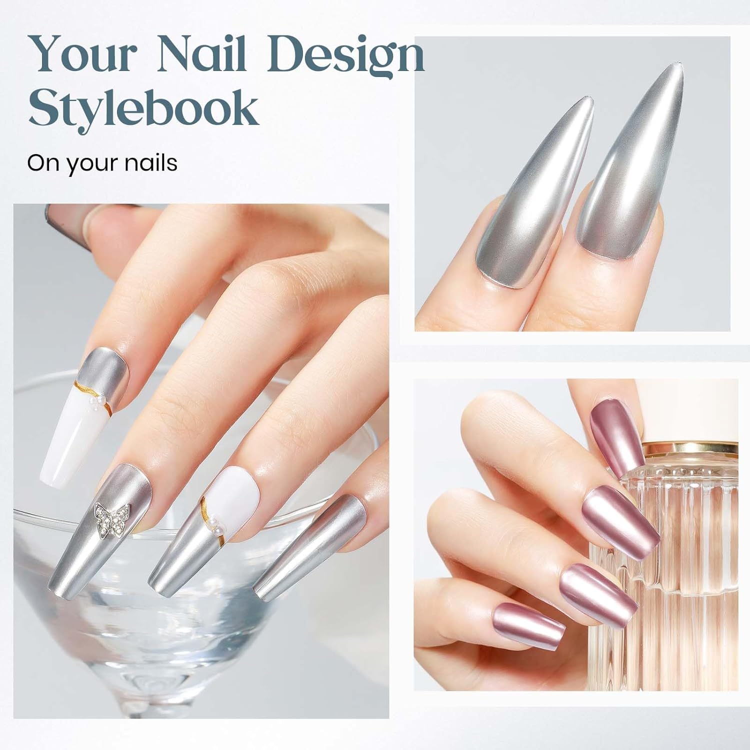 MIZHSE Silver Mirror Nail Polish, Quick Dry Metallic Nail Polish, Air Dry Fast Chrome Nail Lacquer Bright Color Oil-based Nail Art Manicure Home DIY - Image 6