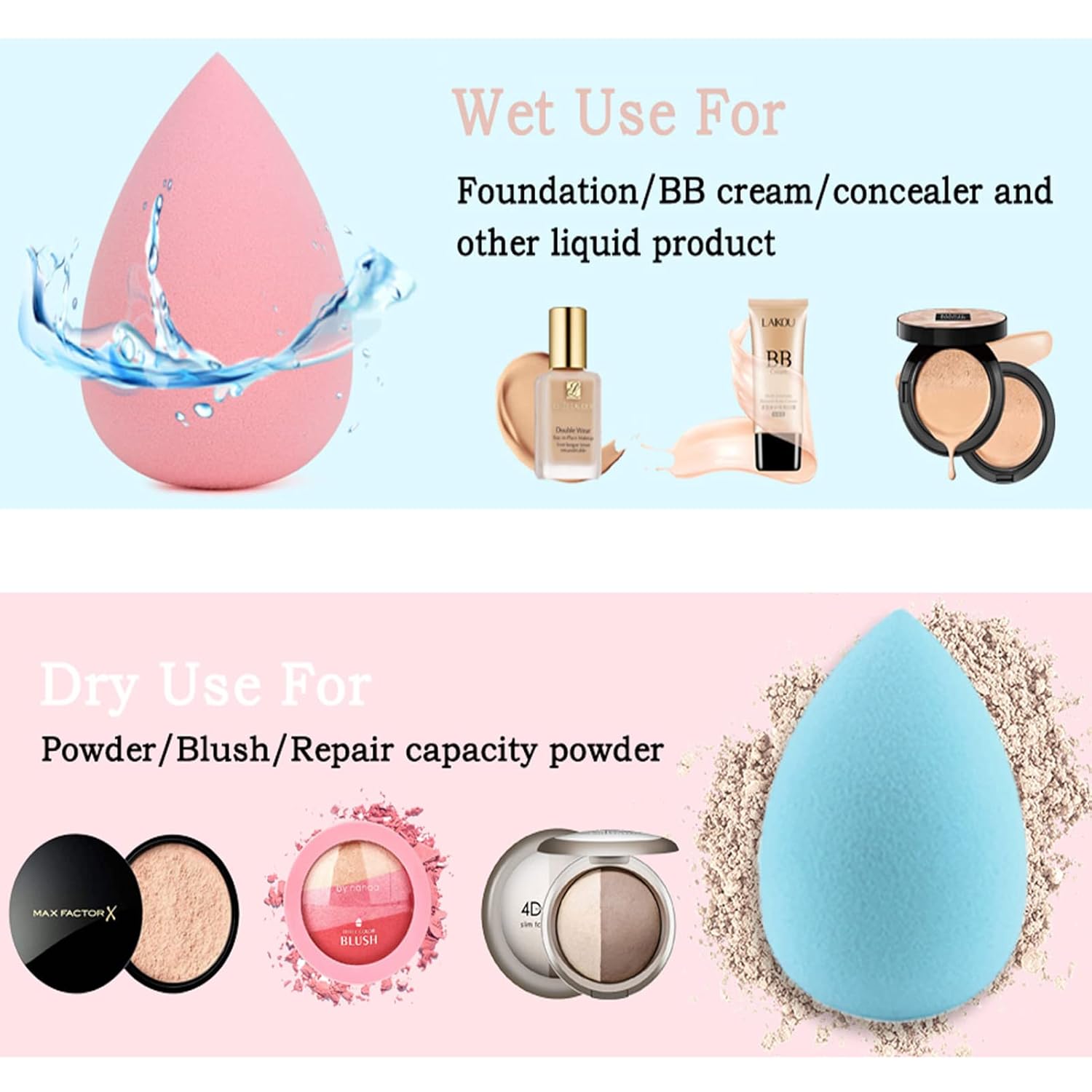 Makeup Brushes DUAIU 15PCs Marble Makeup Brush Set Premium Synthetic Kabuki Powder Blush Contour Foundation Concealer Eyeshadow Brushes with Makeup Sponge Make up Tool A Grey - Image 3