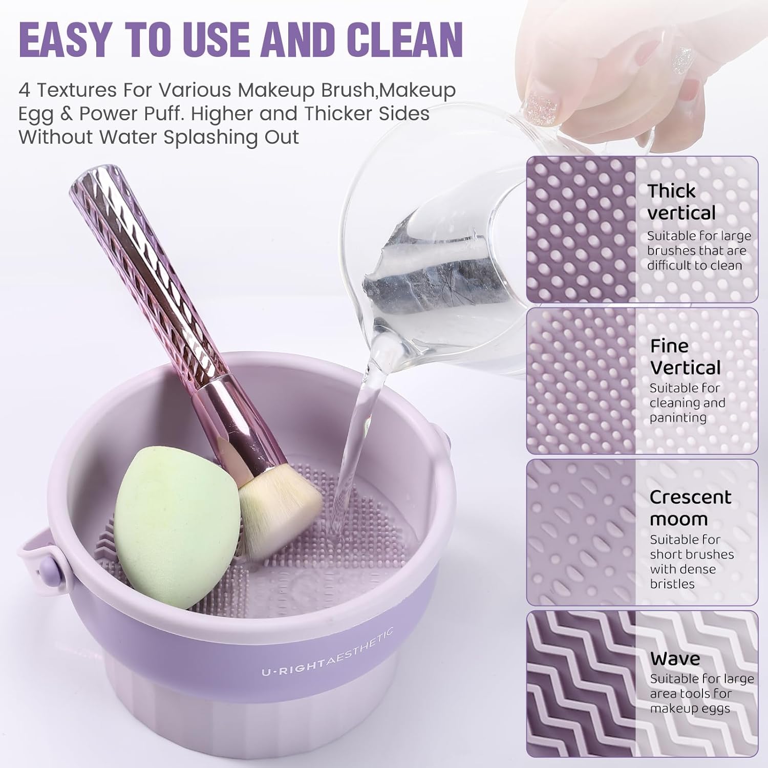 Makeup Brush Cleaner Mat 3 in 1 Silicone Makeup Brush Cleaner Bowl Cosmetic Brushes Cleaning Tool Organizer for Storage and Air Drying(Khkai - Image 3