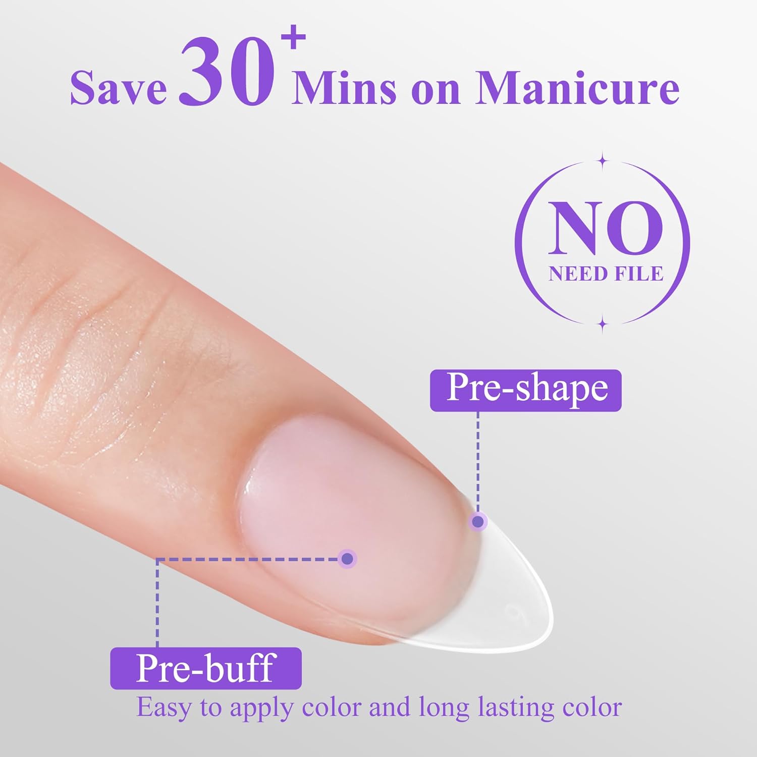 Short Almond Nail Tips 504Pcs, Jofay Fashion Pre-shaped & Etched Acrylic Fake Nails Full Cover Almond Clear Gel Nail Tips Full Matte False Nails Press On Nails for Nail Extensions DIY Salon 19 Sizes - Image 2