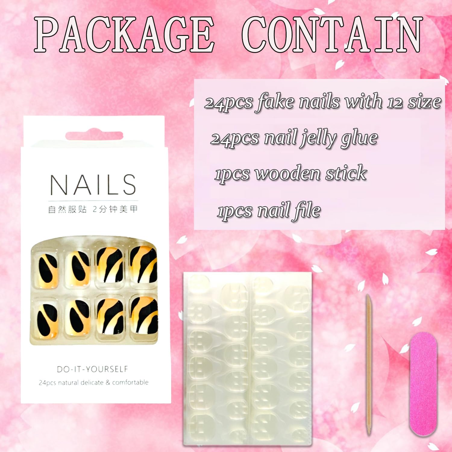 Vezocim Fall Press on Nails Square Short, 24Pcs Glossy Artificial Fake Nails with Black and Yellow Designs, Full Cover Acrylic Coffin False Fingernails with Charm for Women Girls - Image 4