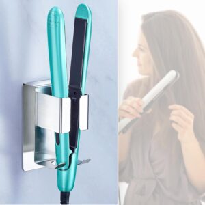 Hair Straightener Holder Wall Mount, Blow Dryer and Curling Iron Holder, Adhesive Hair Tool Organizer Storage for Styler Attachments, Blow Dryer Holder Stainless Steel for Bathroom Vanity