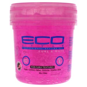 Eco Style Ecoco Hair Gel - Curl And Wave - Anti-Itch, Alcohol-Free Formula - Perfect Hold For Angled Or Tapered Sides - Ideal For Wavy Hair - No Flakes - Not Animal Tested - Moisturizes - 8 Oz