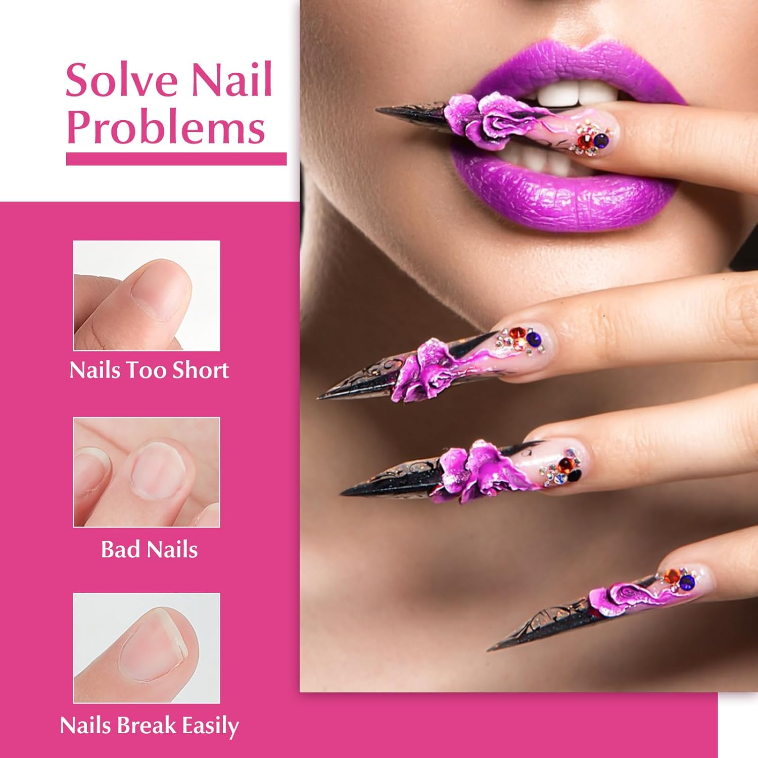 krofaue Extra Long Stiletto Nail Tips - 500PCS False Clear Nais with 10 Sizes Half Cover Pointed Press On Artificial Acrylic for Salon DIY, XL - Image 8