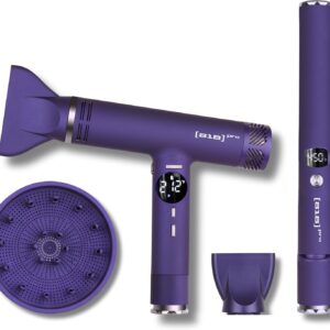 818 Pro Salon Hair Dryer and Straightener Set | 110000 RPM High Speed Ionic Ultralight XCell Blow Dryer with Diffuser | Titanium Hair Straightener and Curler 2in1 | Detachable Power Cord 9 ft