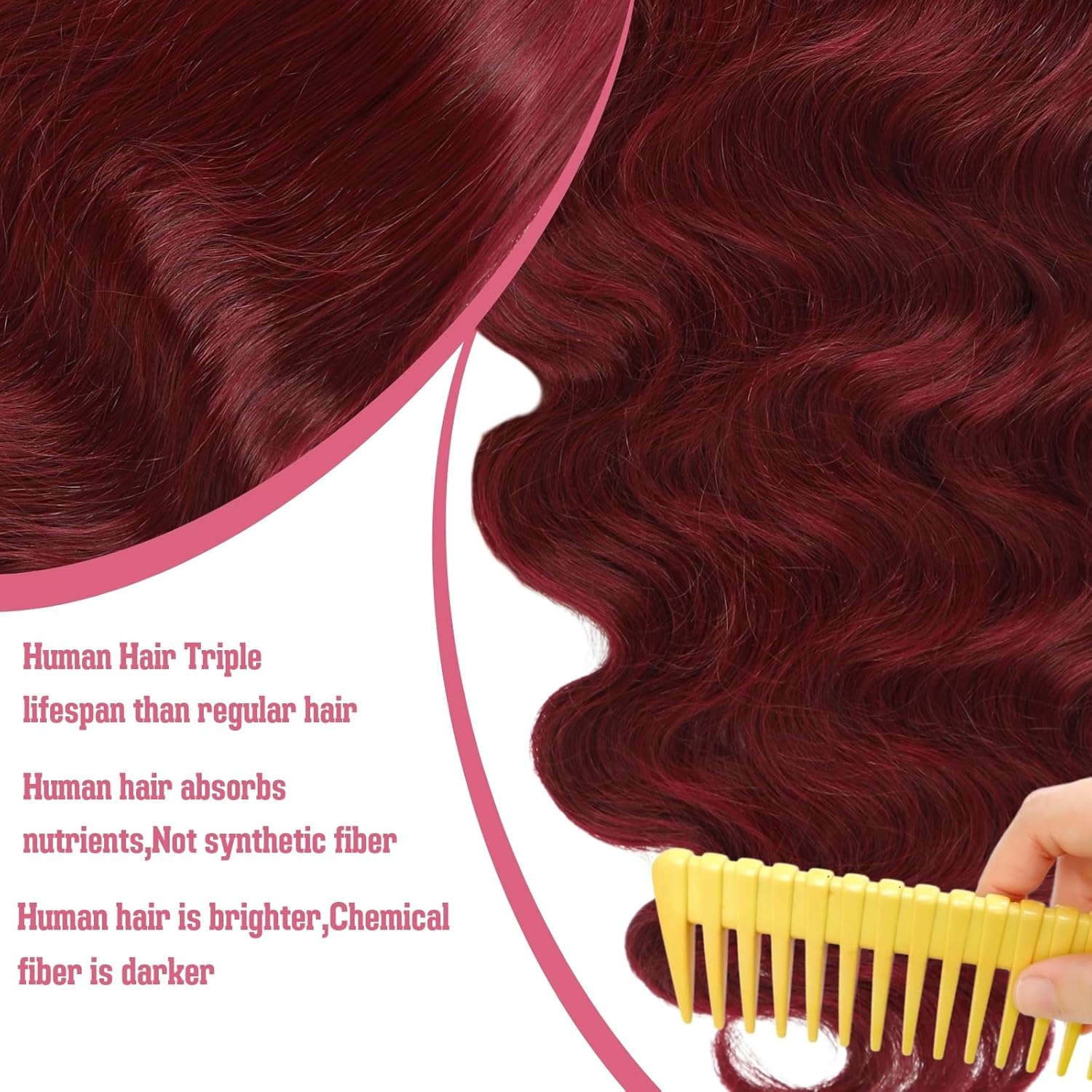 99j Burgundy Lace Front Wigs Human Hair 13x6 Hd Body Wave Lace Frontal Wigs Human Hair Pre Plucked 180 Density Glueless 99j Burgundy Red Wig Human Hair Colored Wigs for Women with Baby Hair 26 Inch - Image 6
