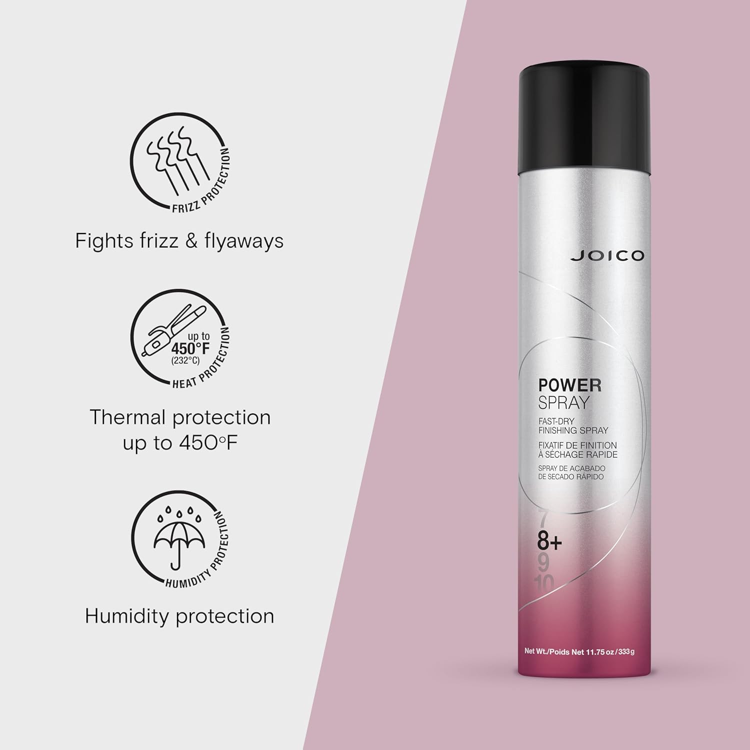 Joico Power Spray Fast-Dry Finishing Spray | For Most Hair Types | Protect Against Heat & Humidity | Protect Against Pollution & Harmful UV | Paraben & Sulfate Free | 72 Hour Hold - Image 3