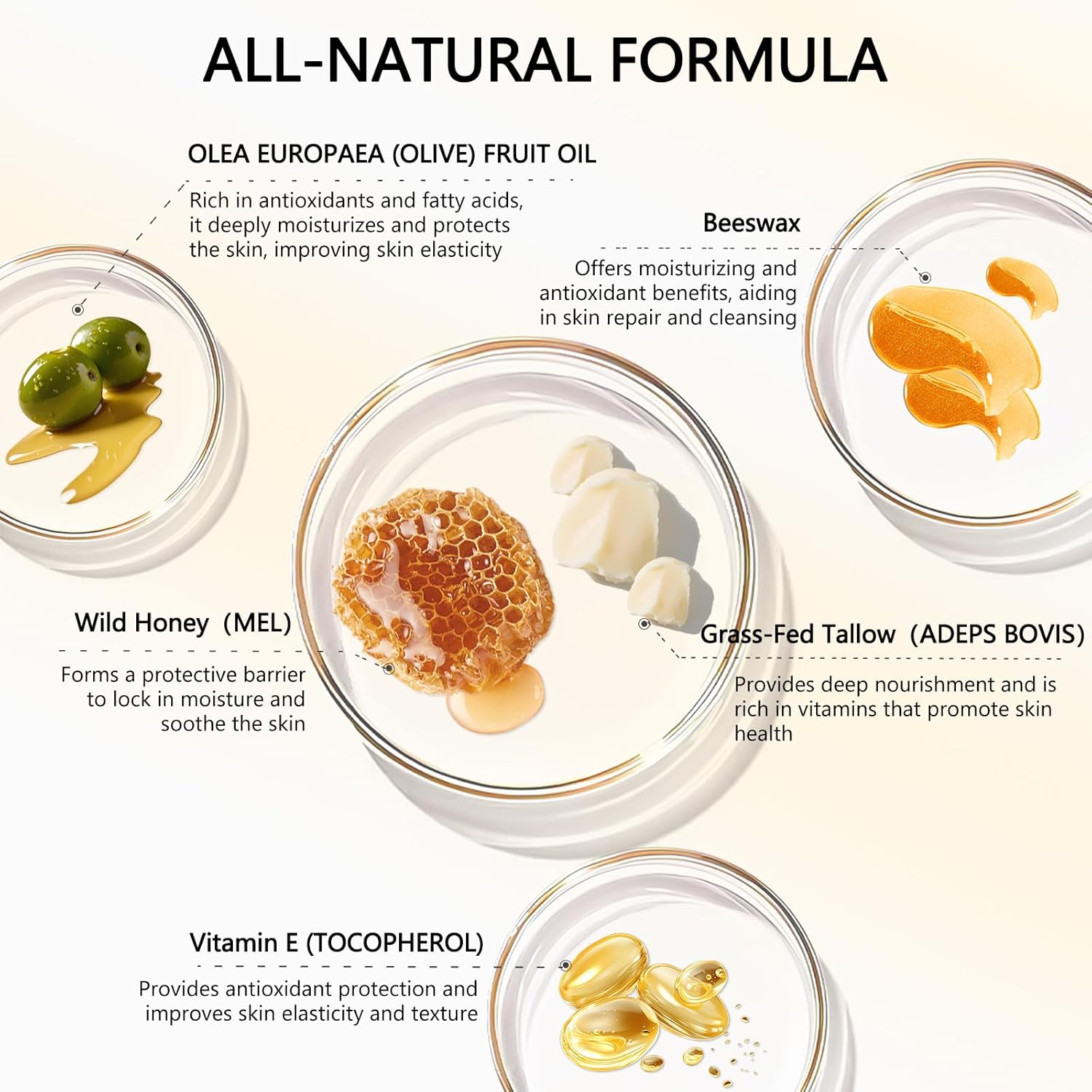 Grass-Fed Beef Tallow Balm for Skin with Raw Honey - Face & Body Moisturizer - Natural Whipped Skin Care Cream for Dry Skin- Hydrating Body Lotion for Nourishment (50g/1.76oz) - Image 2