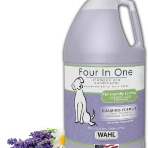 Wahl USA 4-in-1 Calming Pet Shampoo for Dogs – Cleans, Conditions, Detangles, & Moisturizes with Lavender Chamomile - Pet Friendly Formula – 64 Oz - Model 821000-050