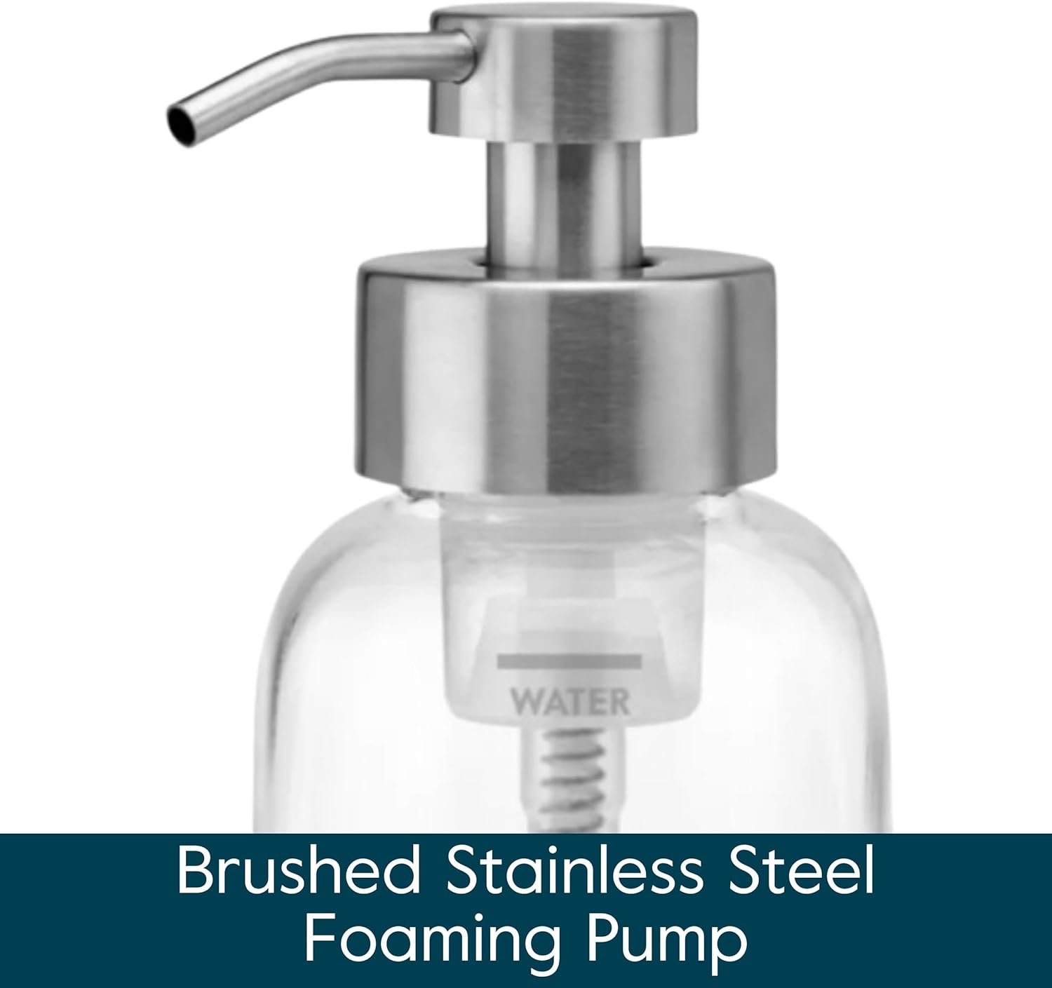 Grove Co. Foaming Soap Dispenser, 2 x Refillable Glass Bottles with Stainless Steel Pump, Reusable Liquid Hand Soap Set for Kitchen or Bathroom, Square Base, Reduce Plastic Waste - Image 3