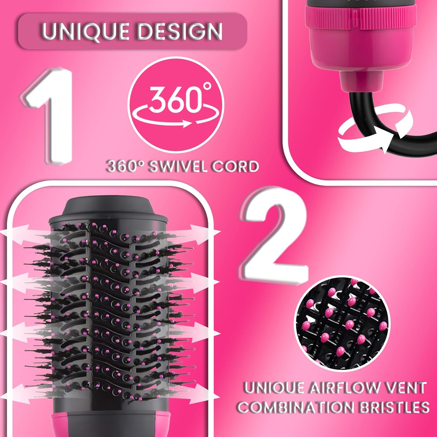 Hair Dryer Brush Blow Dryer in One, Upgraded 4 in 1 Hair Drying Hair Blowout Brush,One Step Hair Dryer and Styler Hot Air Hair Negative Ion Anti-frizz Straightener and Curling Wand - Image 3