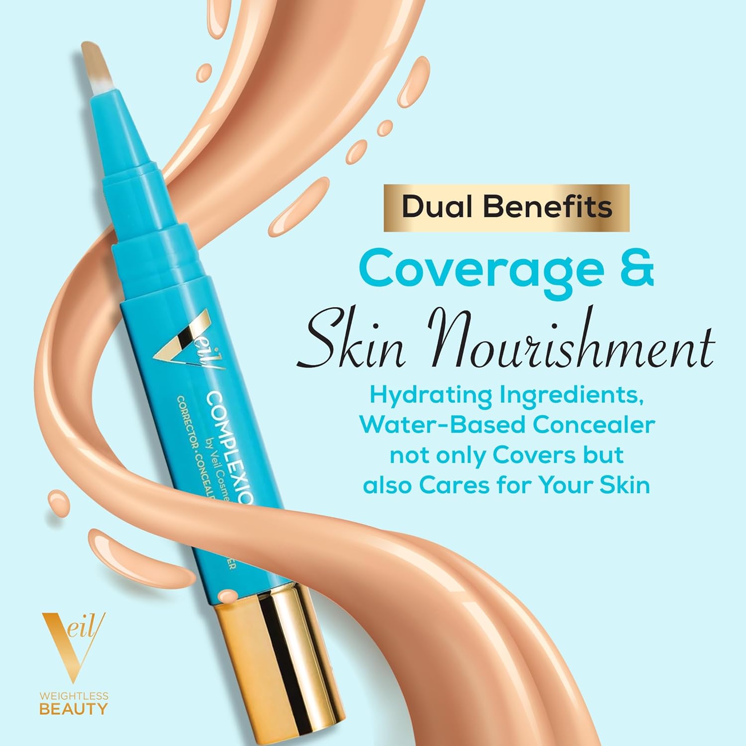 Veil Cosmetics - Complexion Fix Concealer - Liquid Concealer for Under Eye + Dark Circles - Highlight, Contour, Correct - Anti-Aging - Vegan Makeup Pen - Hydrating Lightweight (4N Tan Neutral) - Image 6