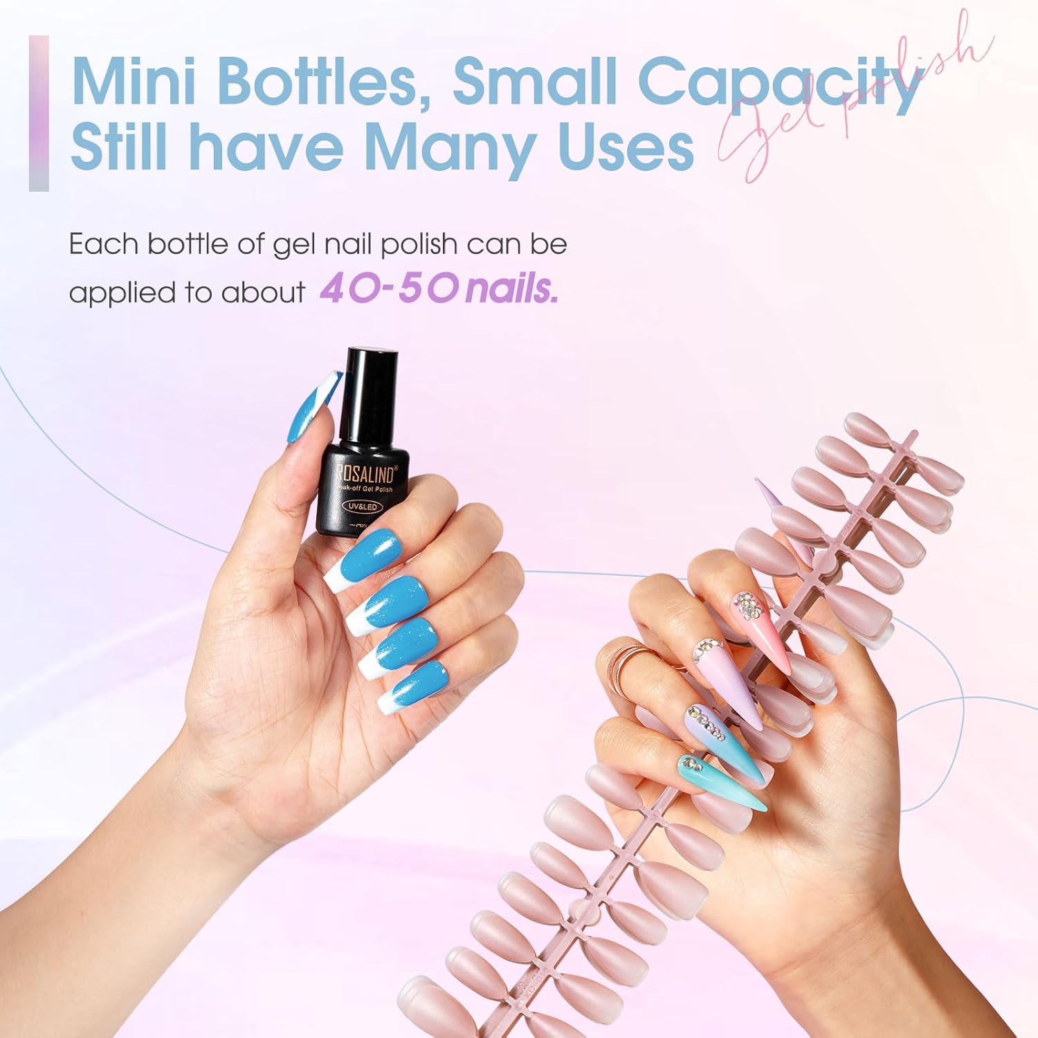 ROSALIND 30pcs Gel Nail Polish Set with Base Gel Top Coat (Glossy Matte and Glitter), 26 Neon Bright Colors Gel Polish Pastel Summer Nail Gel Polish Soak Off U V Manicure Rainbow for Women - Image 3