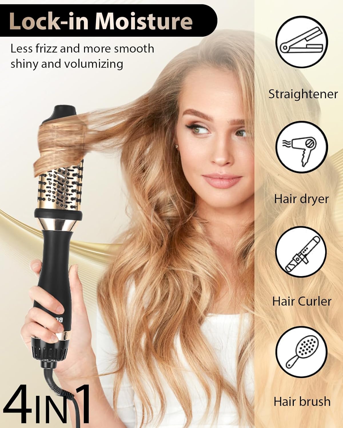 Blow Hair Dryer Brush: Detachable 4-in-1 with Ionic Technology, Brush-Blow-Dryer Oval Barrel with Ionic Technology Fluffy, Belowout-Hair-Volumizer - Image 2