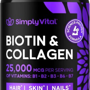 Biotin and Collagen Supplements with Keratin - Hair Vitamins - Hair Skin & Nails Vitamins with Biotin, Collagen, B Complex - Made in USA - Biotin Supplement for Strong Hair, Skin & Nails - 60 Capsules