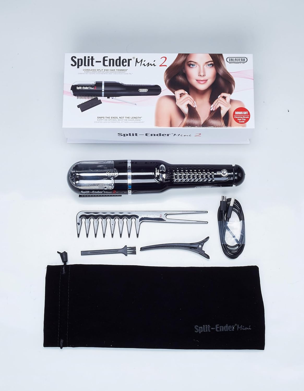 Split Ender Mini 2 - Cordless Split End Hair Trimmer, Solution for Dry and Damaged Hair, Rechargeable Trimmer for Broken and Brittle Split Ends, Hair Styling Tool- Black - Image 3