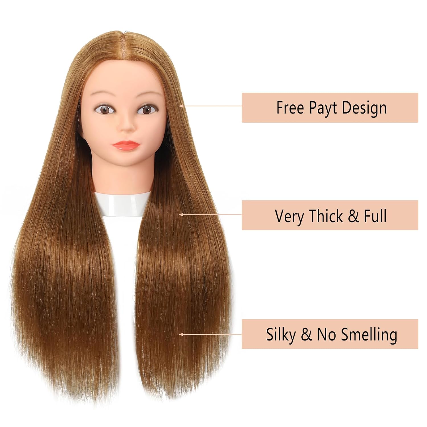 Mannequin Head with 80% Human Hair - Straight, 26"-28" Doll Head for Cosmetology & Hairdresser (#27 Light Brown) - Image 2