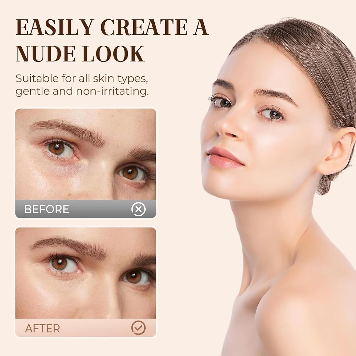 Under Eye Brightener,Luminous Eye Corrector,Moisturizing and Waterproof Under Eye Concealer for Dark Circles,Conceal and Perfect Effect(1pcs-Lvory) - Image 2